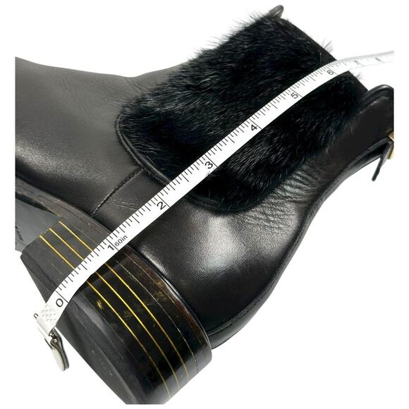 Salvatore Ferragamo Black Leather Mink Fur Chelsea Ankle Boots Luxury Size 6.5 - Picture 8 of 8